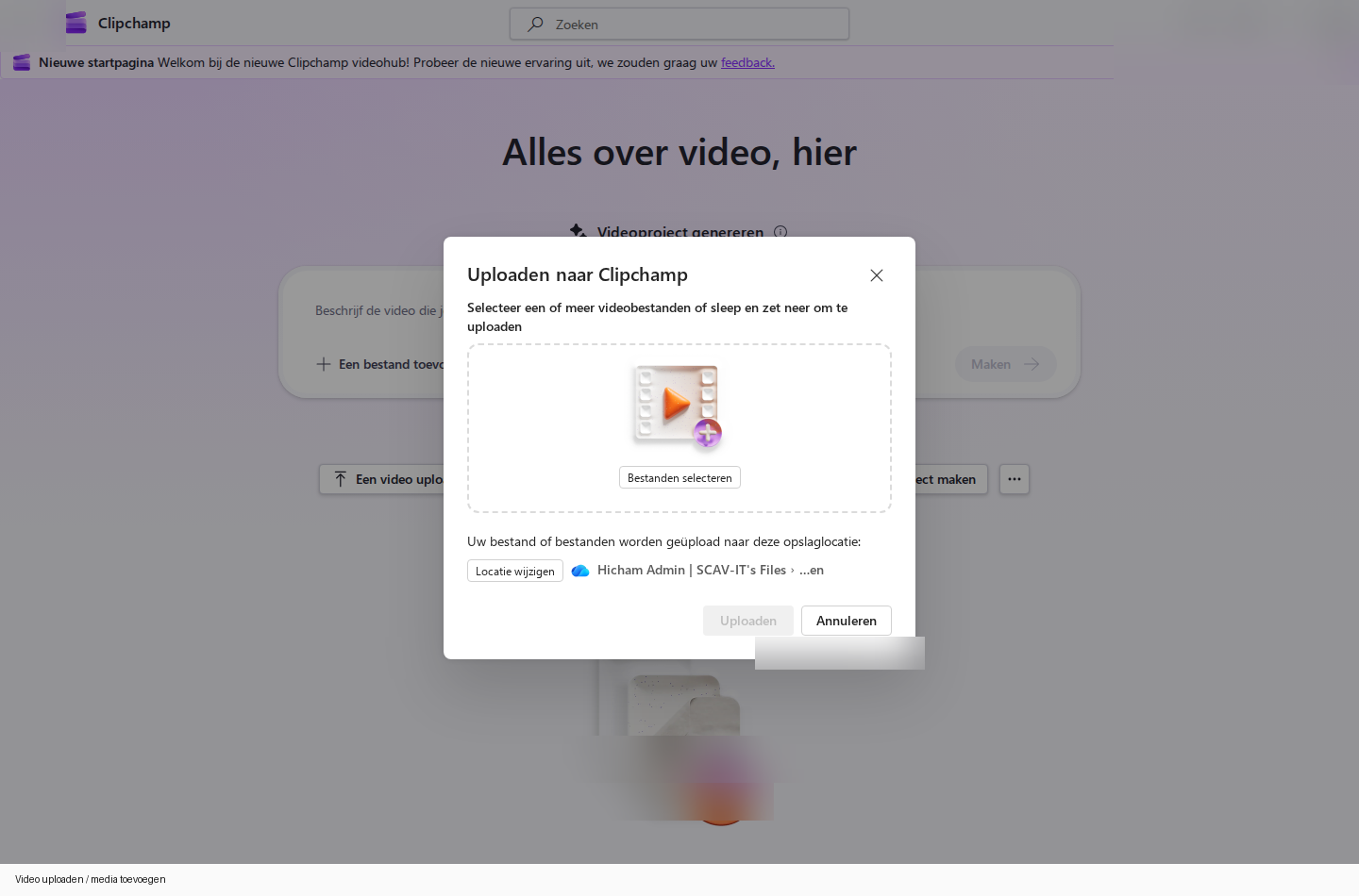Video uploaden in Clipchamp